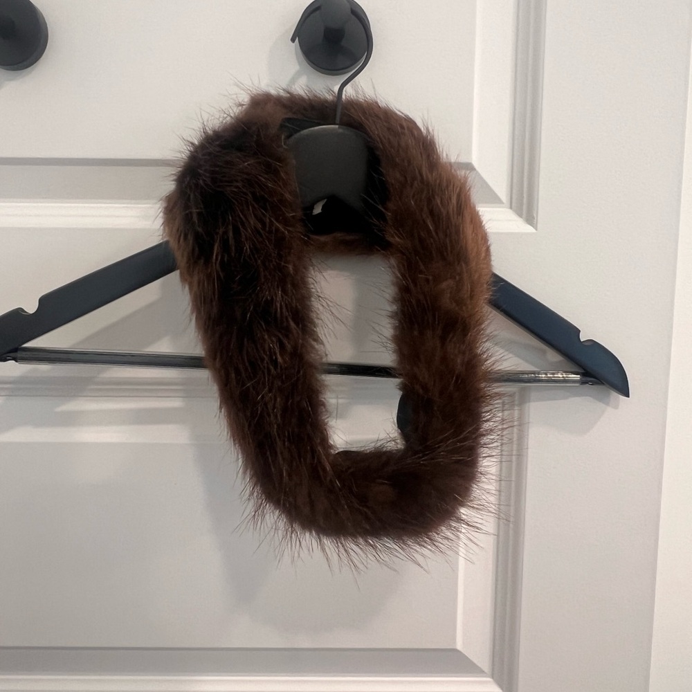 Faux Fur Collar Scarf - Brown